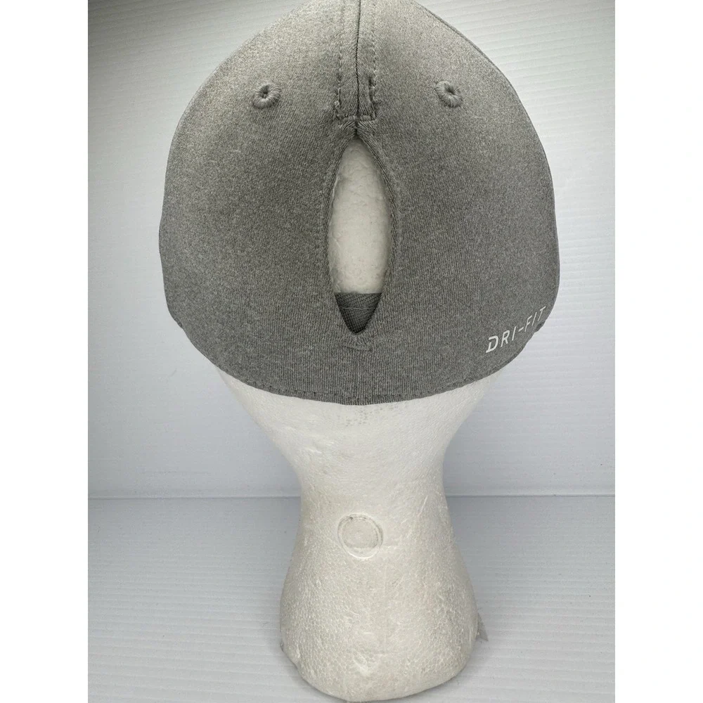 Nike Dri-FIT Gray Kids Ponytail Hat Cap 4/6X Stretch Fit Multicolor Logo